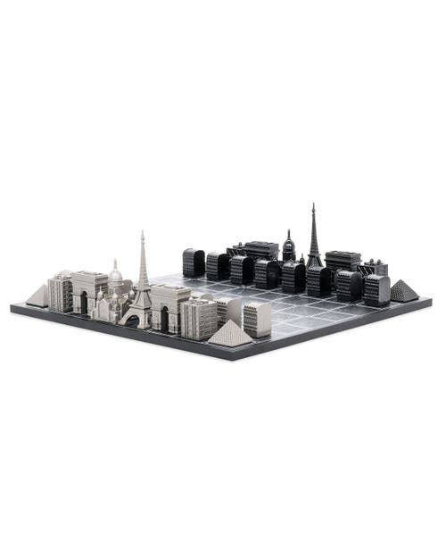 SKYLINE CHESS Chess Set Stainless Steel PARIS with Paris Map Board in Black  product