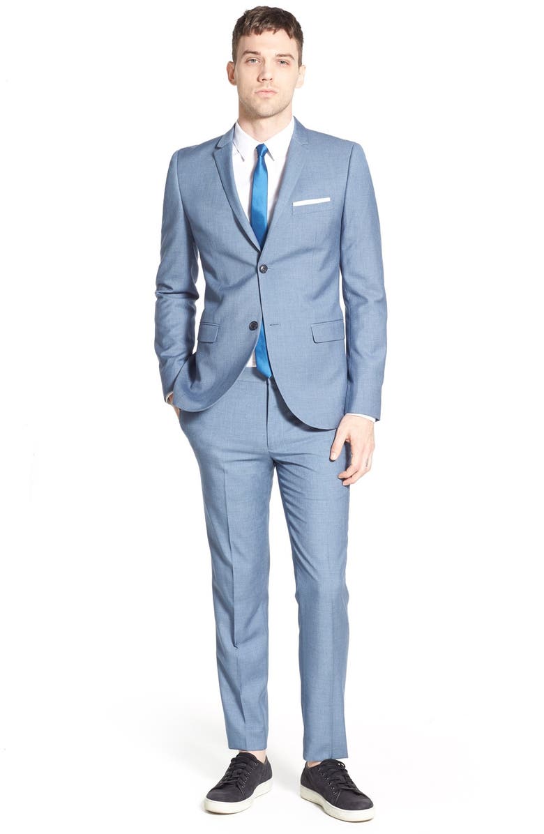 Topman Slim Fit Textured Cotton Dress Shirt, Alternate, color,