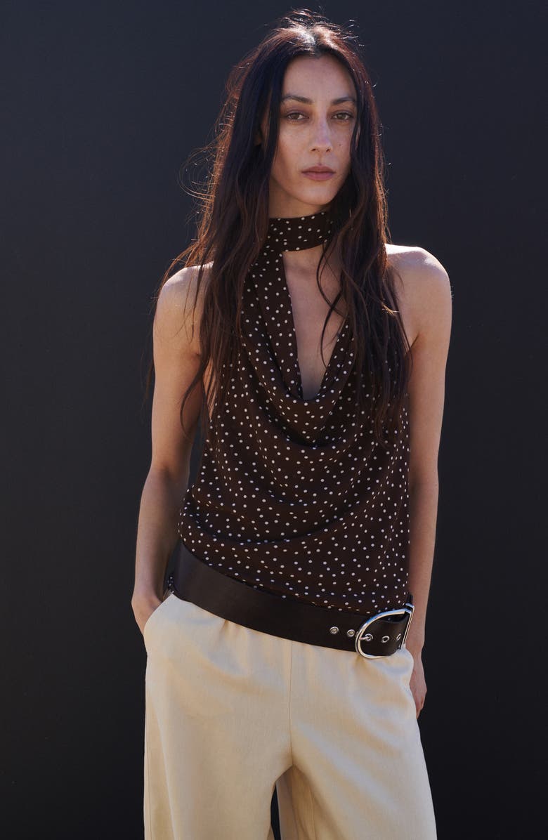 MANGO Cowl Neck Sleeveless Top, Alternate, color, 