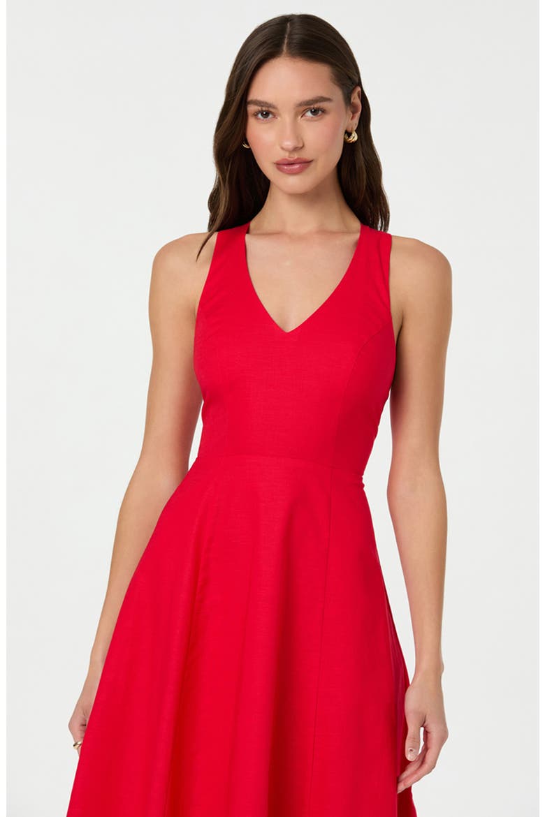 Cross Back Sleeveless Midi Dress, Alternate, color, RED