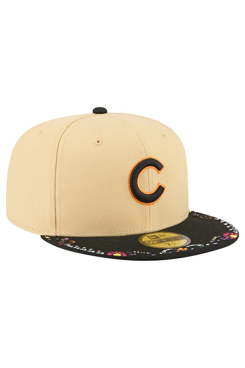Men's New Era Light Beige Chicago Cubs Two-Tone Embroidered Visor 59FIFTY Fitted Hat, Alternate, color, Light Beige