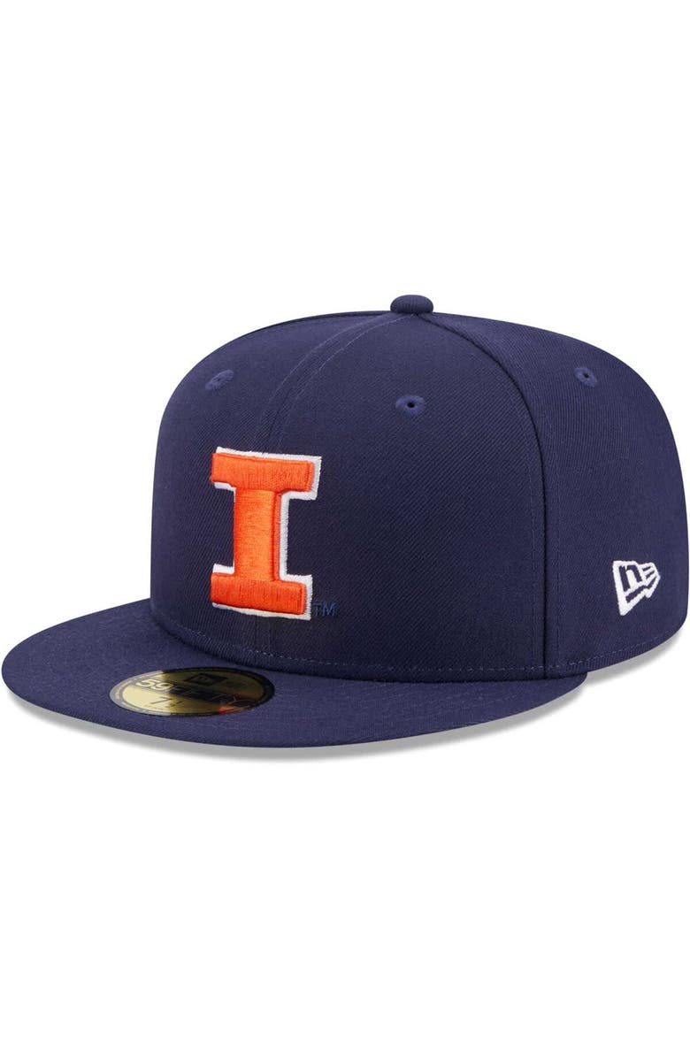 New Era Men's New Era Navy Illinois Fighting Illini 59FIFTY Fitted Hat, Alternate, color, 