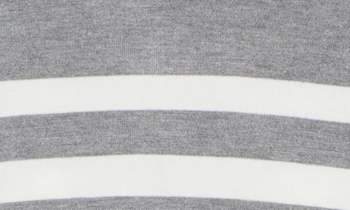 Denim And Flower Stripe Colorblock Cotton T-shirt In Grey Heather