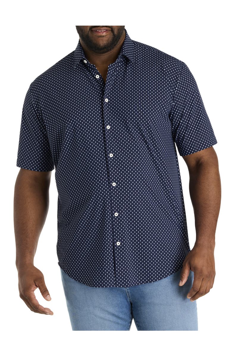 BOSS Big & Tall Roan Geometric Oxford Sport Shirt, Main, color, Navy