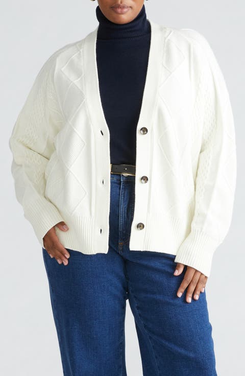 Mixed Cable Stitch Cardigan (Plus)