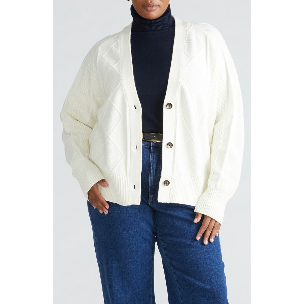 Universal Standard Mixed Cable Stitch Cardigan In Cream