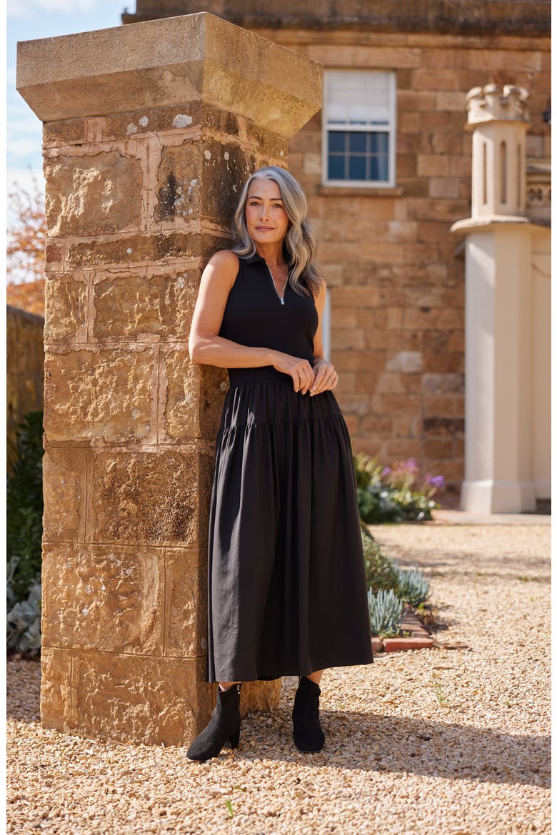 Juliette Sleeveless A-Line Dress, Alternate, color, BLACK