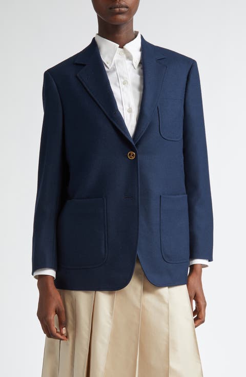 ジャケット THOM BROWNE Women Suit Jackets FBD061X02508415 Blue Polka-dot oversized cotton blazer in multicoloured - Thom