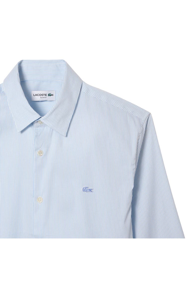 Lacoste Slim Fit Pinstripe Stretch Button-Up Shirt, Alternate, color, Blanc/ Panorama