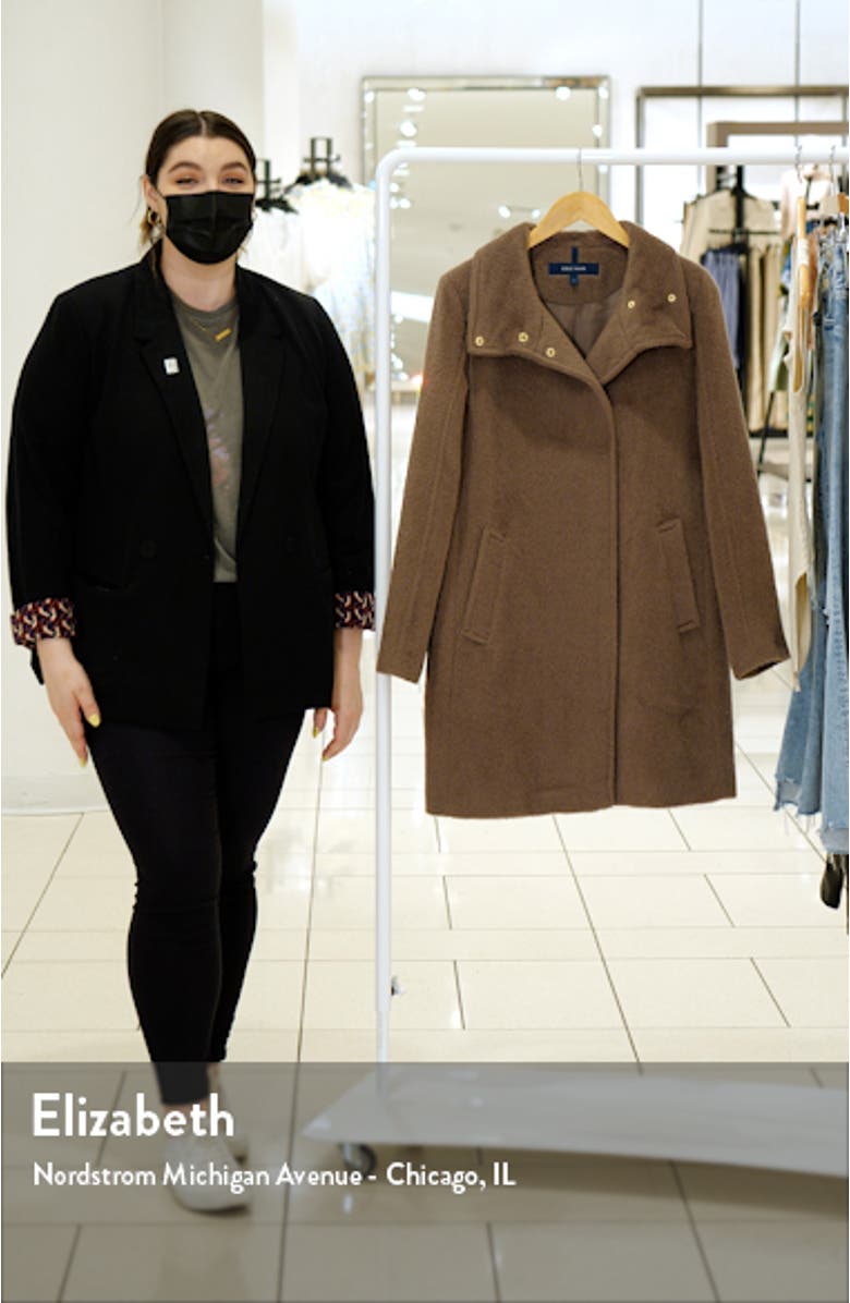 Stand Collar Wool Blend Coat, sales video thumbnail