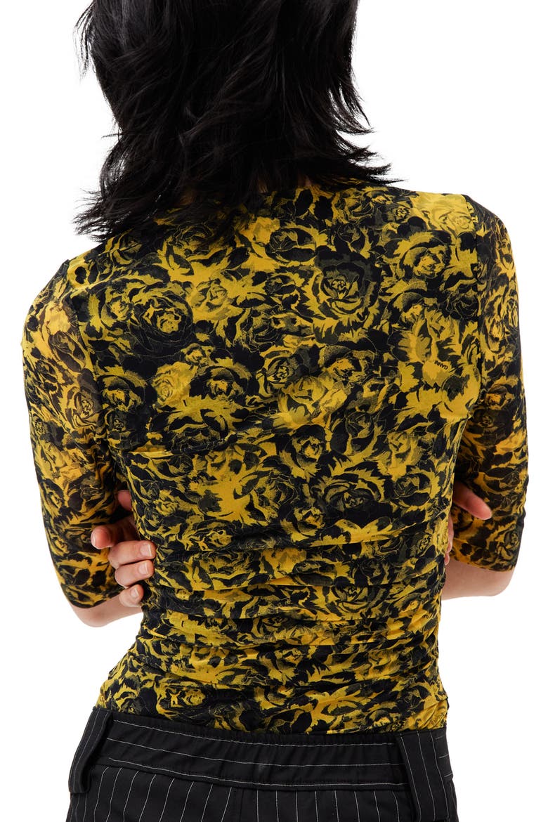 Women's Printed Mesh Blouse, Alternate, color, LEMON