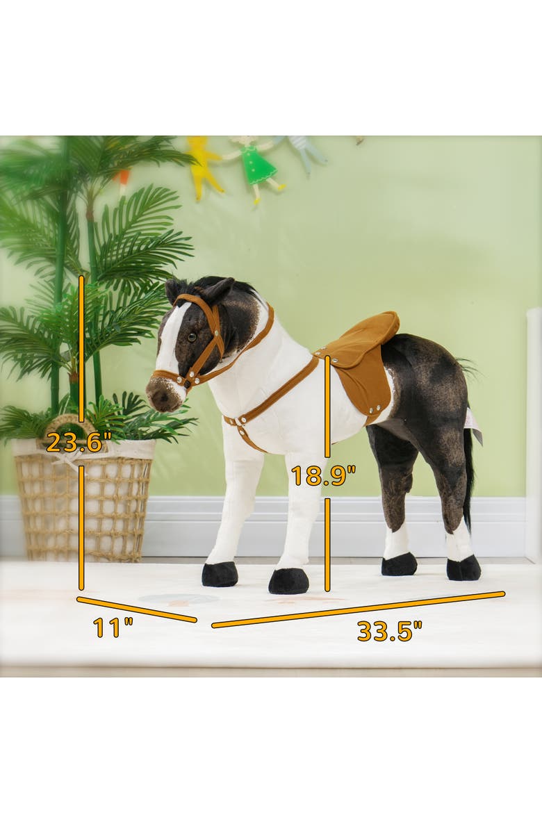 Kids Ride-on Horse, Stuffed, Neighing Sound, Padding, Alternate, color, Brown