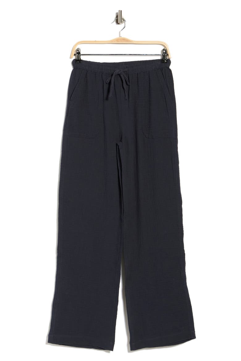 Cotton Gauze Pull-On Pants, Alternate, color, NAVY BLUE
