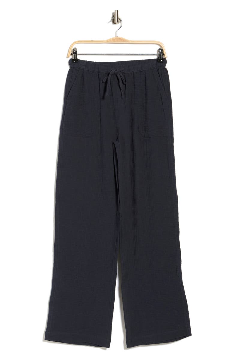 Splendid Cotton Gauze Pull-On Pants, Alternate, color, Navy Blue