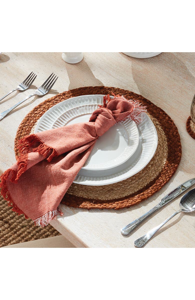 Napa Home & Garden Jute Coil Round Placemats, Set of 8 - Natural/Rust, Alternate, color, Red