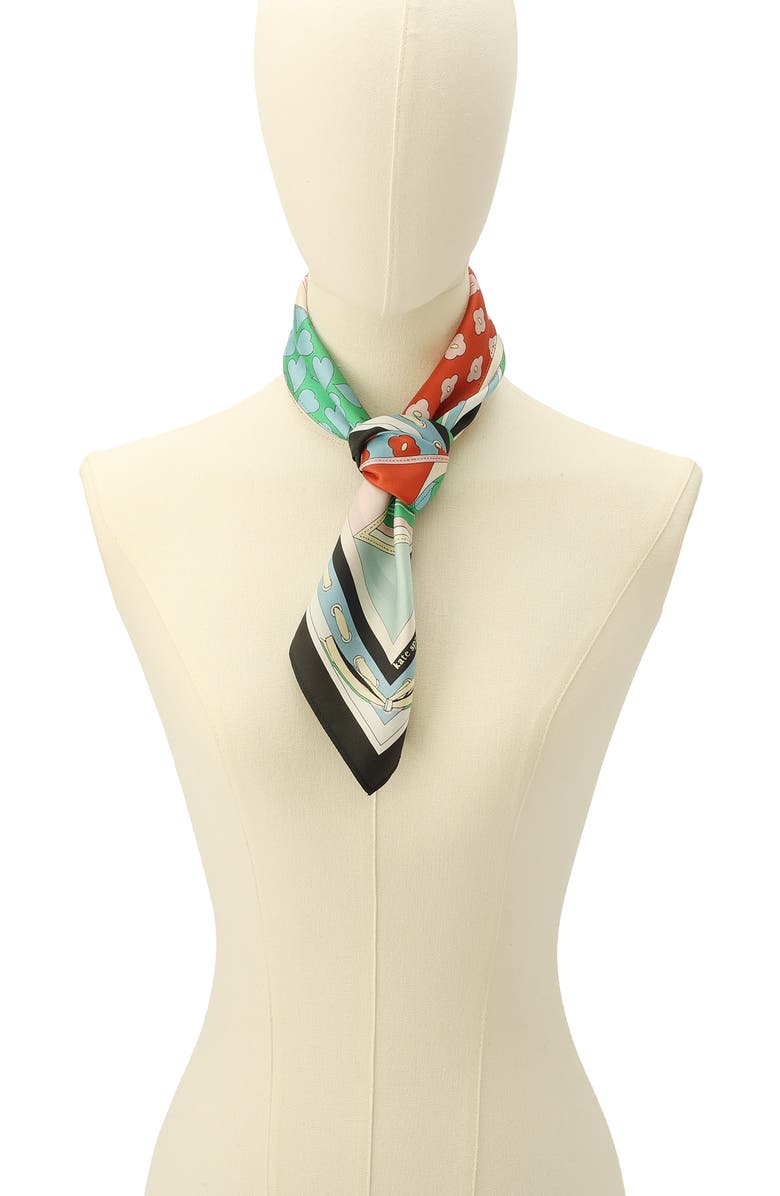 Kate Spade New York repatched silk square scarf, Alternate, color, Blue/ Green Multi