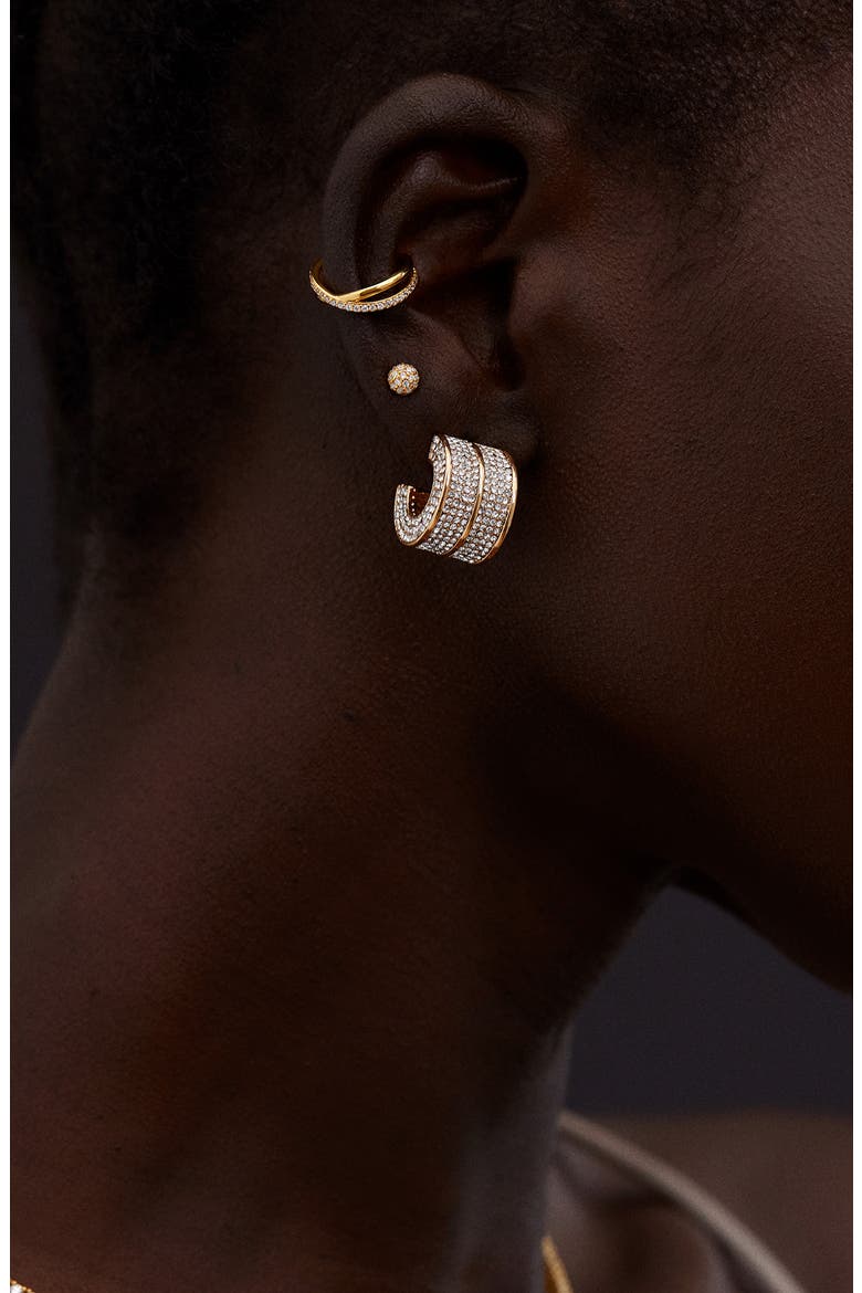 Pavé Round Hoop Earrings, Alternate, color, CLEAR