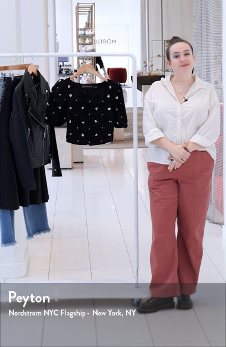 Sequin Floral Embellished Puff Sleeve Top, sales video thumbnail