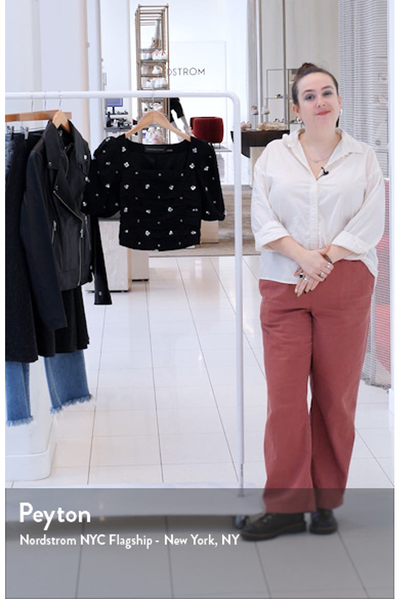 Sequin Floral Embellished Puff Sleeve Top video