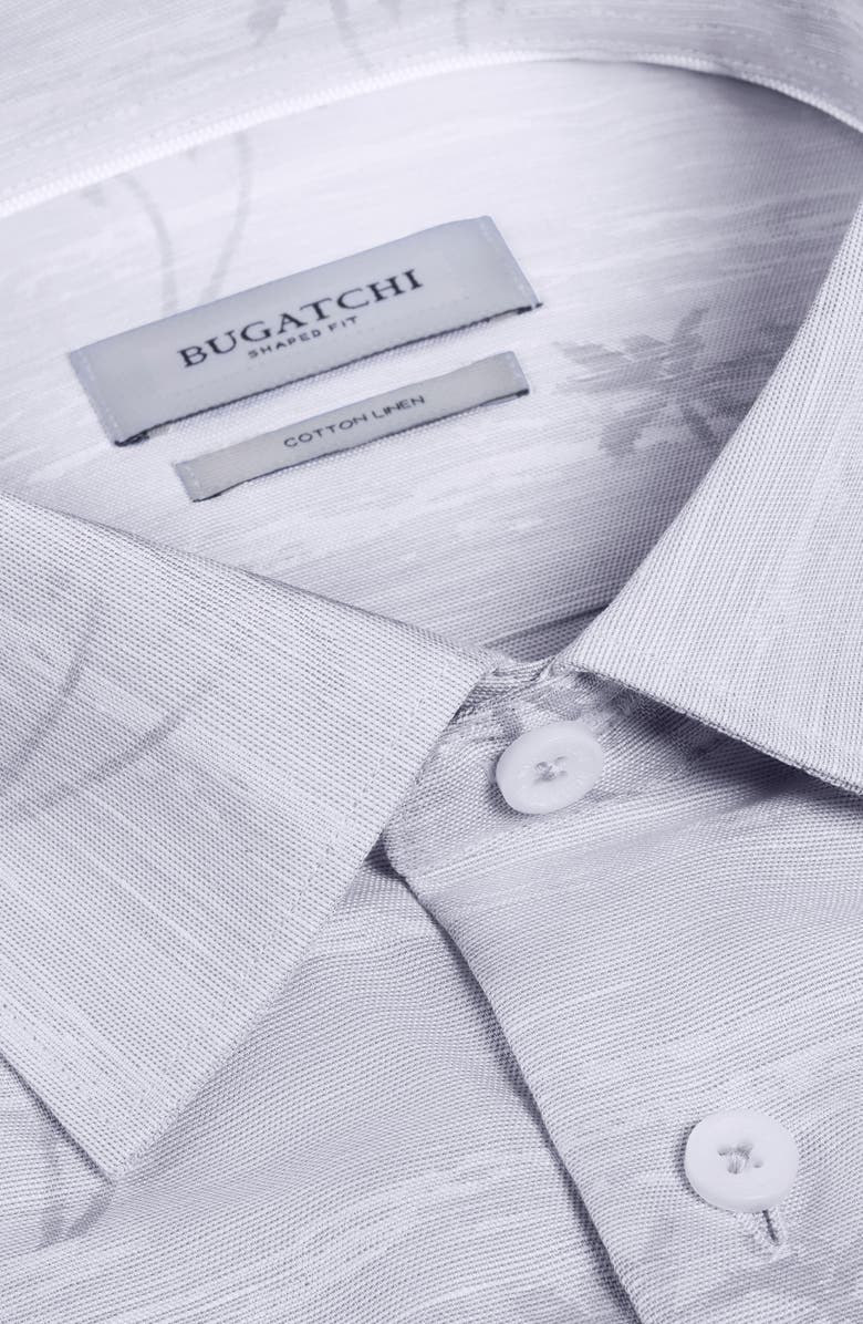 Bugatchi Orson Short Sleeve Cotton & Linen Button-Up Shirt, Alternate, color, Air Blue