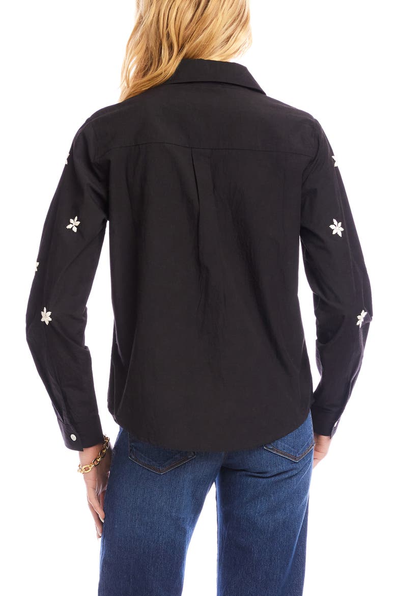 Embroidered Cotton Button-Up Shirt, Alternate, color, BLACK/ TAN