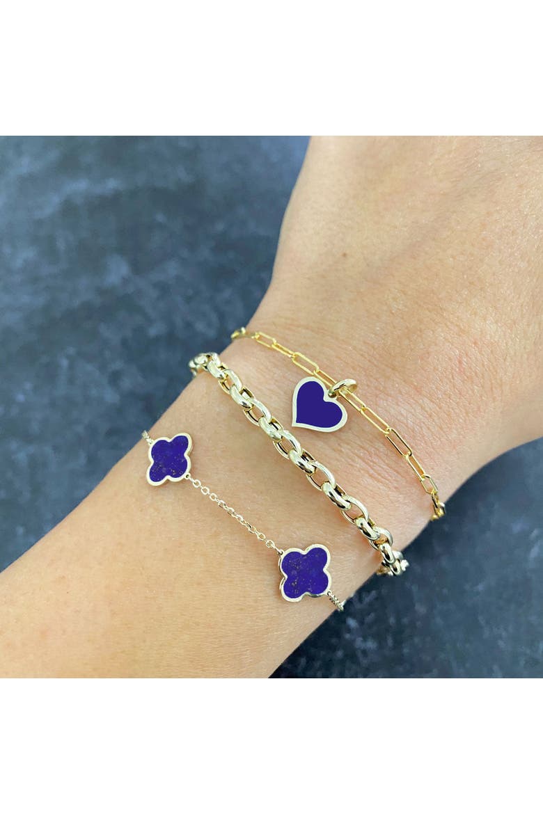 Small Lapis Clover Bracelet, Alternate, color, Lapis