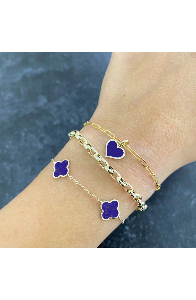 The Lovery Fine Jewelry Small Lapis Clover Bracelet, Alternate, color, Lapis