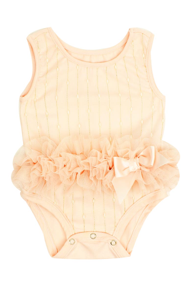 Shimmer Dot Tutu Bodysuit, Main, color, PEACH