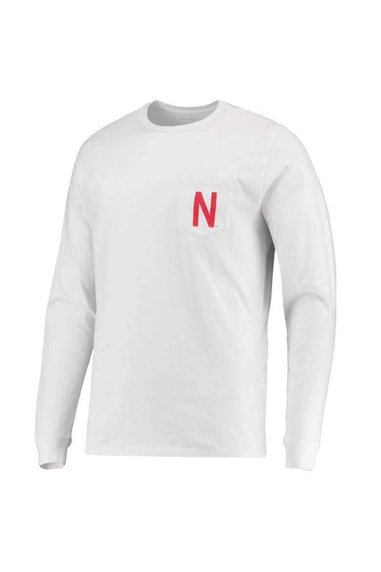Men's Vineyard Vines White Nebraska Huskers Football Whale Long Sleeve T-Shirt, Alternate, color, White