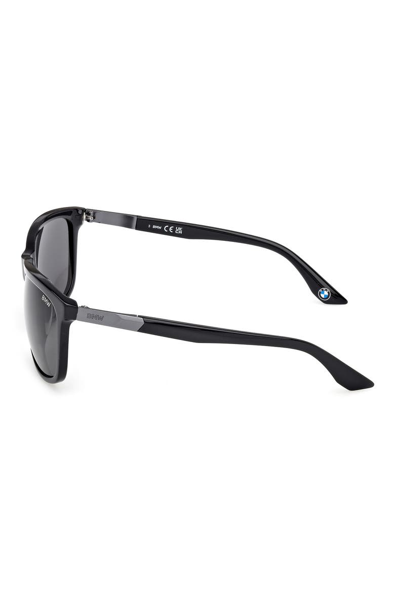 61mm Sunglasses, Alternate, color, SHINY BLACK / SMOKE