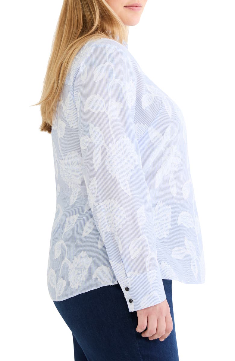 NIC+ZOE Sky Stripe Jacquard Popover Top, Alternate, color, Blue Multi