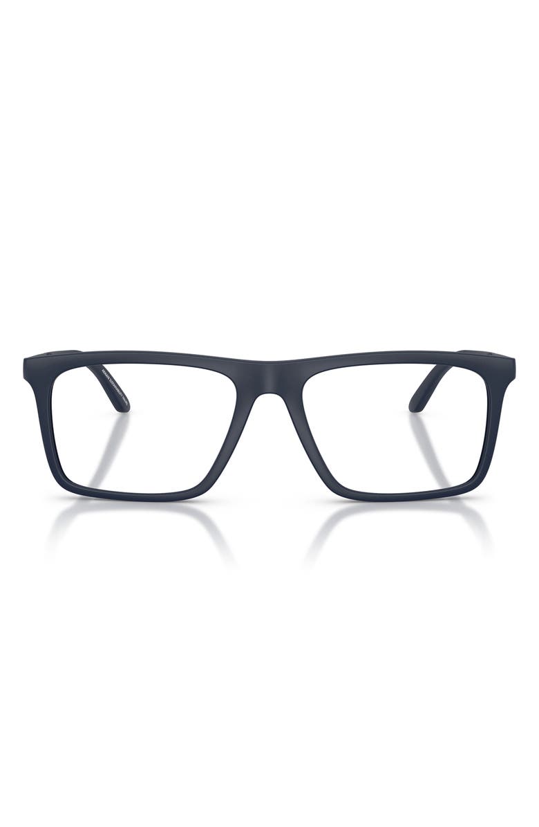 Emporio Armani 55mm Square Optical Glasses, Main, color, Matte Blue / Demo Lens