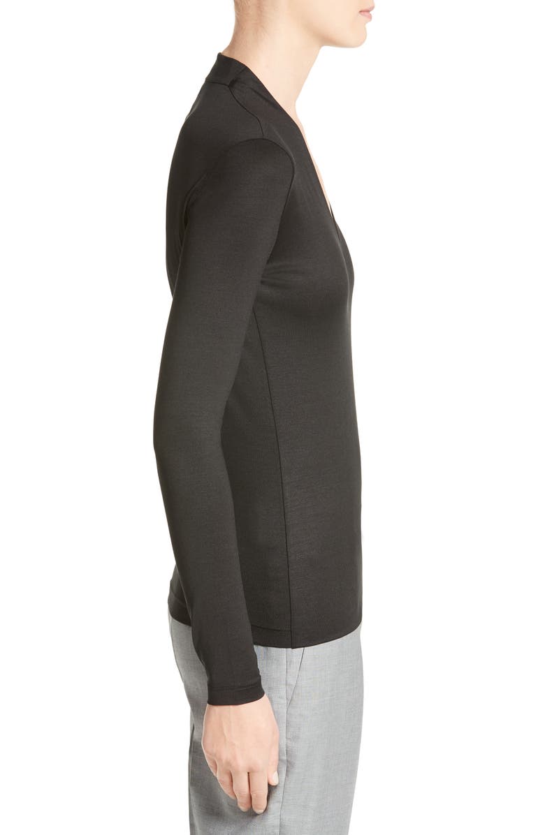 Akris Long Sleeve Silk Jersey Blouse, Alternate, color, 