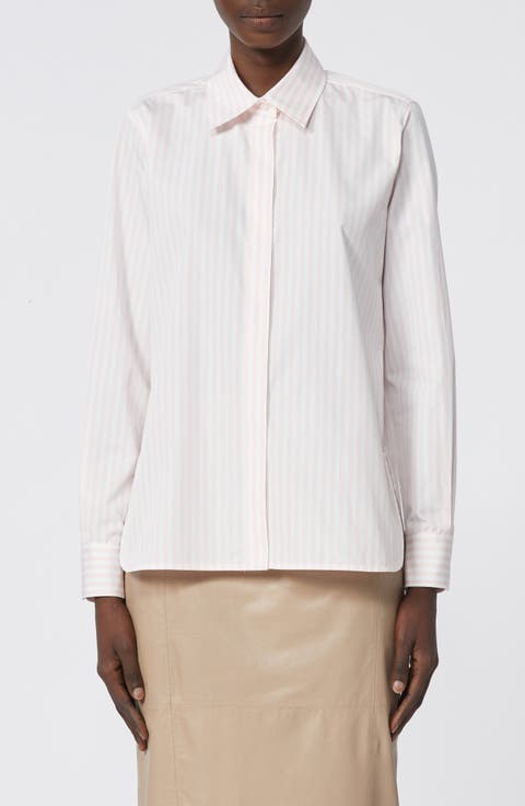 Stripe Cotton Button-Up Shirt