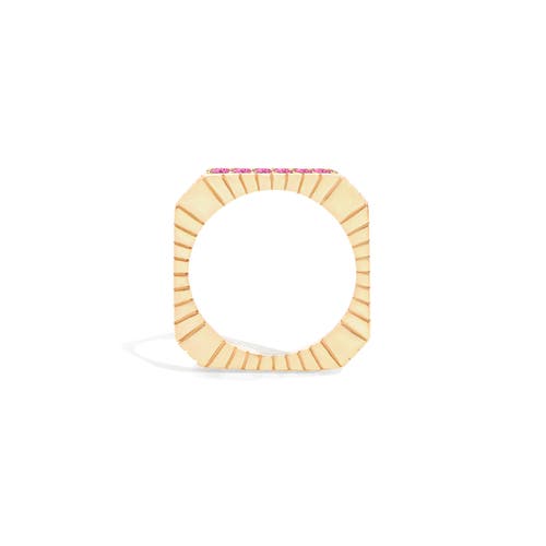 Campbell + Charlotte Spark Etched Stacking Band Ring In Gold
