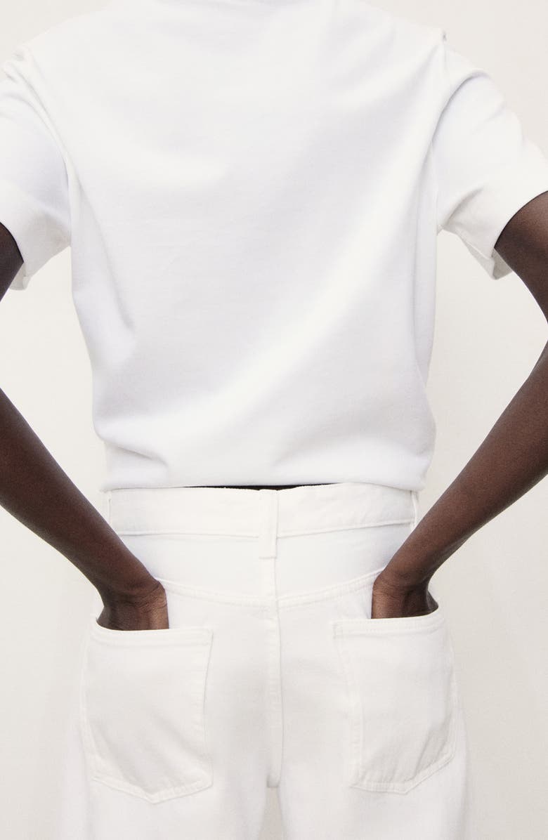 MANGO Turned Up Wide Leg Jeans, Alternate, color, White