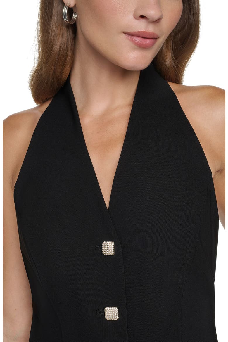 Halter Button-Front Midi Dress, Alternate, color, Black