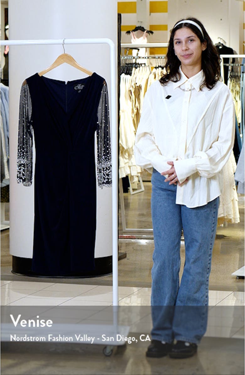 Beaded Jersey Cocktail Dress, sales video thumbnail