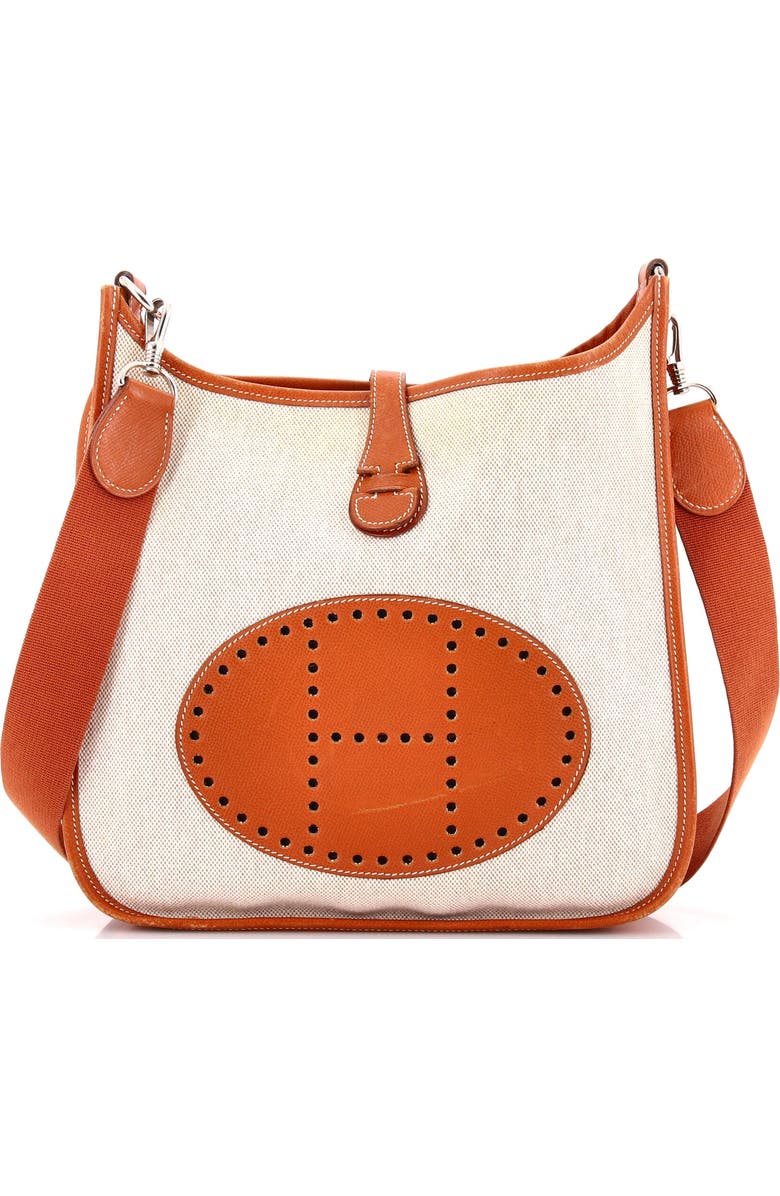 Pre-Owned Hermes Evelyne Bag Gen III Toile and Leather PM, Main, color, Ecru