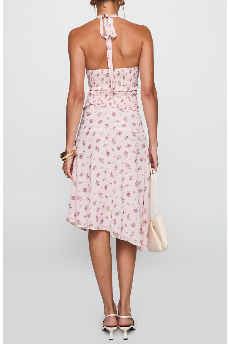 Floral Ruched Halter Crop Top & Skirt Set, Alternate, color, PINK FLORAL