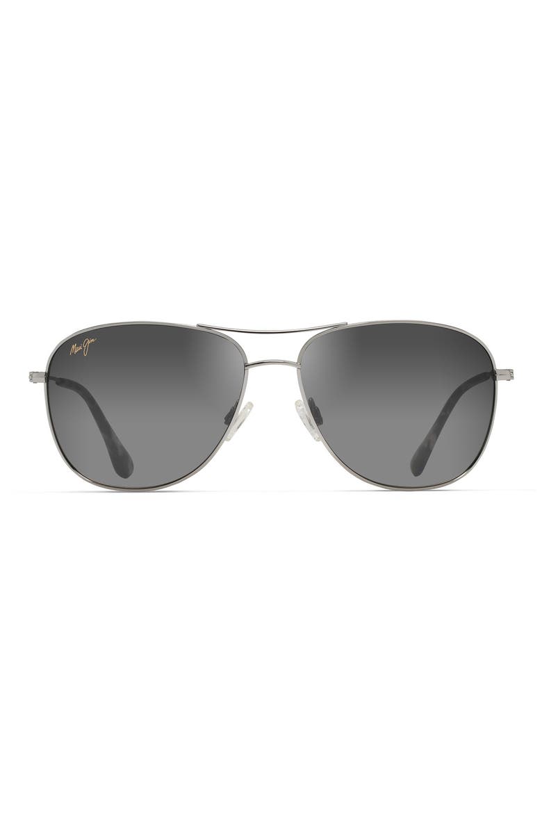 Cliff House 59mm Polarized Aviator Sunglasses, Main, color, SILVER