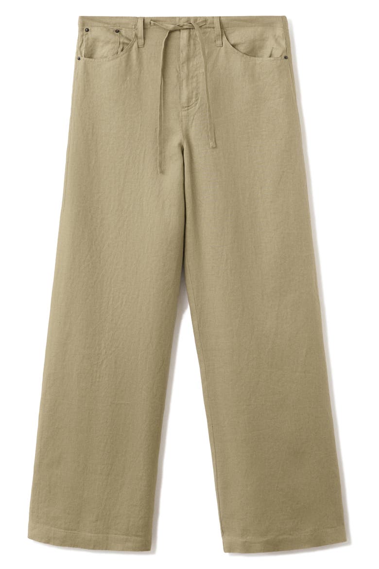 Bow Linen Pants, Alternate, color, KHAKI GREEN