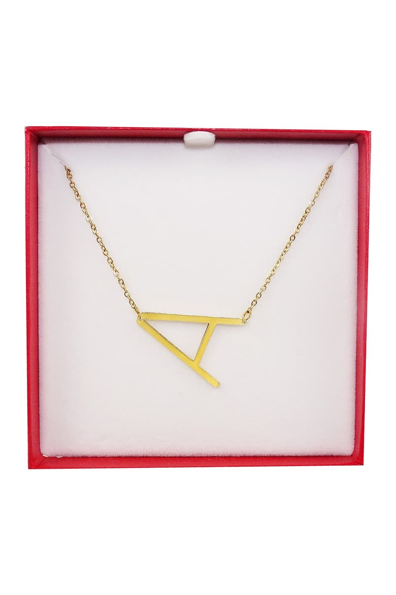 14K Gold Plated Initial Pendant Necklace with Gift Box - Multiple Letters Available, Alternate, color, YELLOW