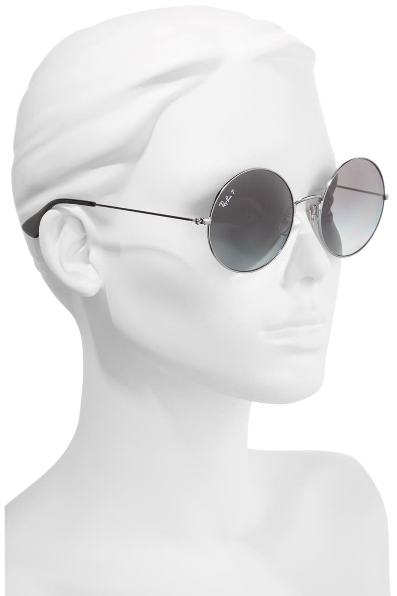 55mm Polarized Round Sunglasses, Alternate, color, GREY/ GRADIENT POLAR