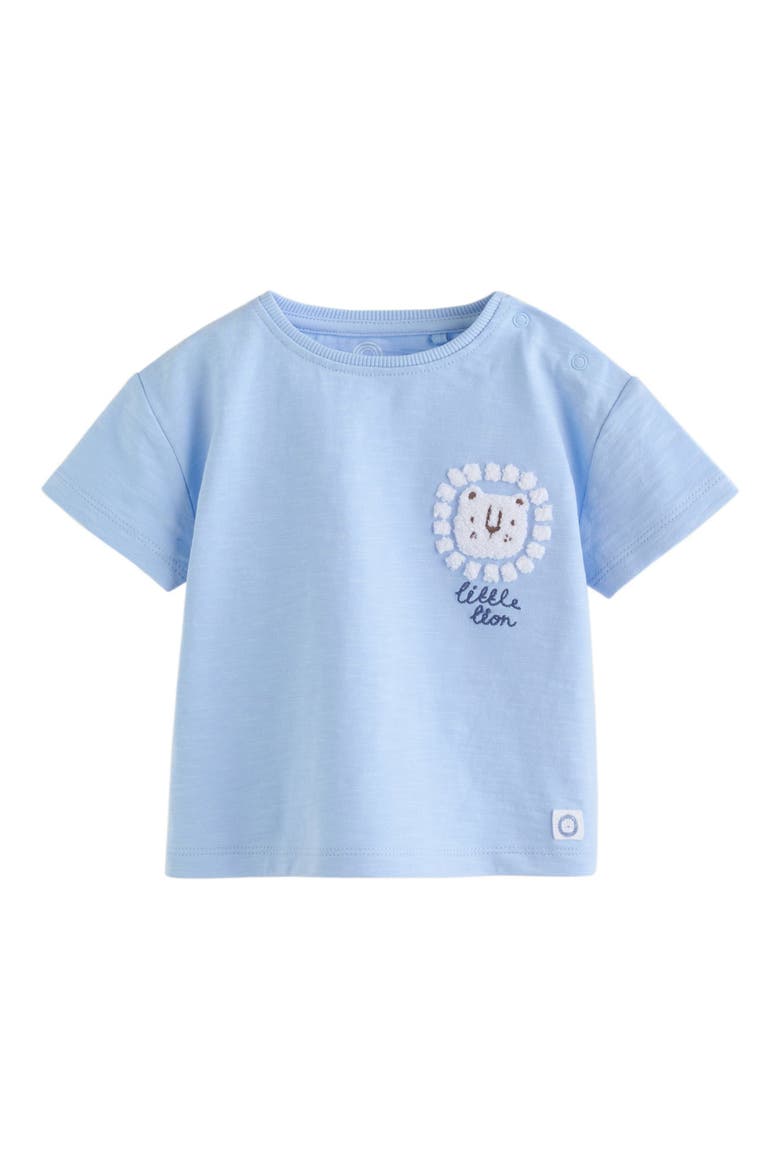 Little Lion Cotton T-Shirt & Seersucker Shorts Set, Alternate, color, BLUE
