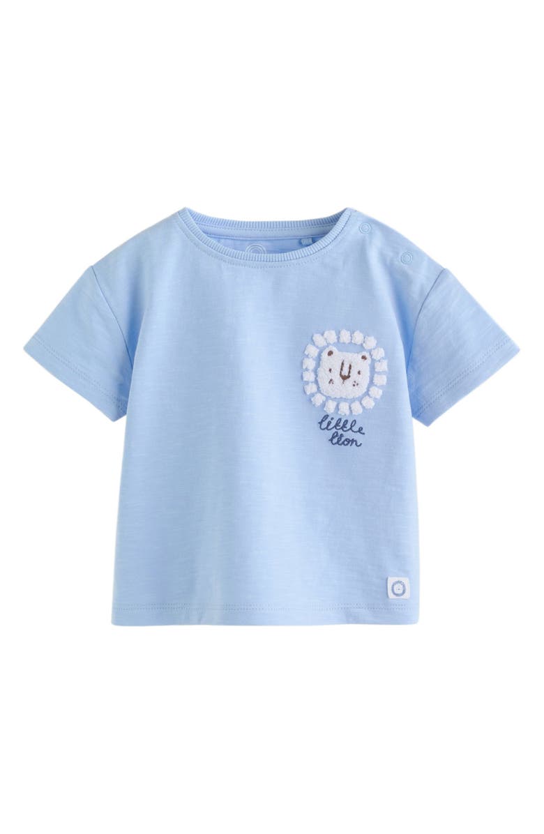 NEXT Little Lion Cotton T-Shirt & Seersucker Shorts Set, Alternate, color, Blue