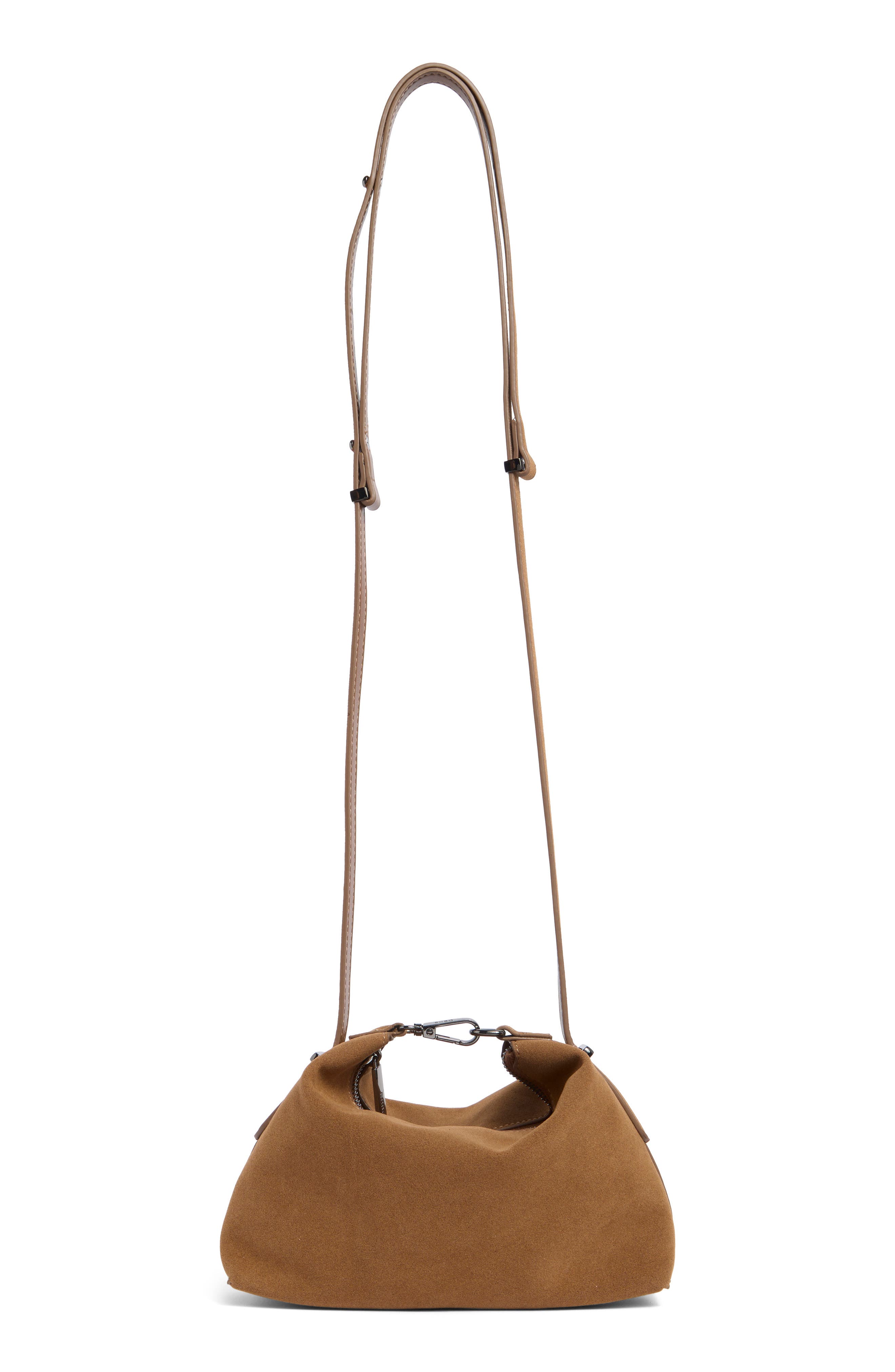 Faux Suede Hobo Shoulder Bag, Alternate, color, CARAMEL