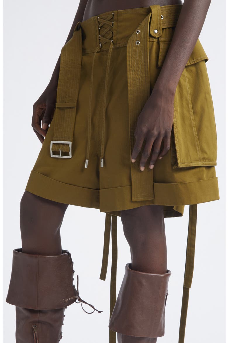 Oversize Cotton Twill Cargo Shorts, Alternate, color, OLIVE