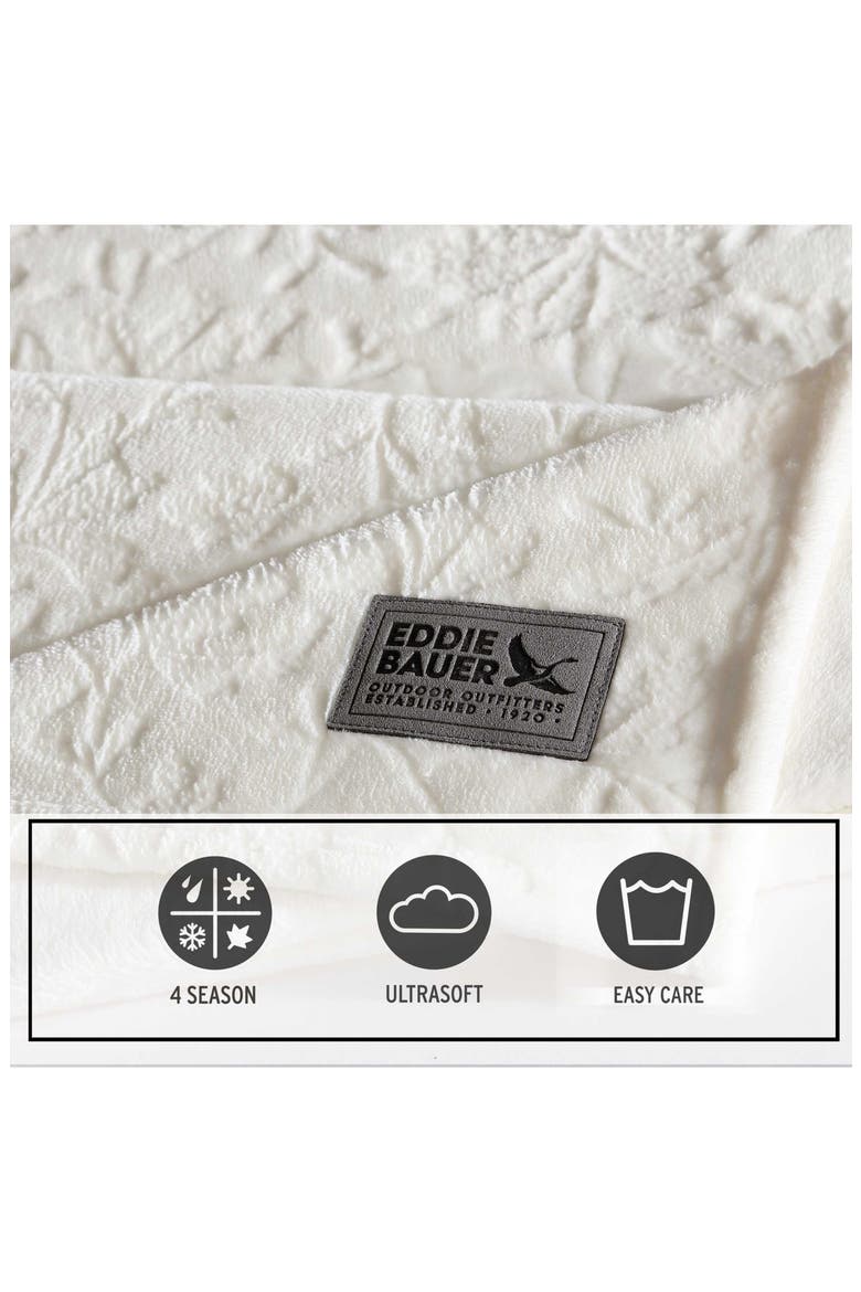 Woodblock Floral Fleece Throw, Alternate, color, WHITE