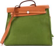 Pre-Owned Hermes Herbag Zip Leather and Toile 39